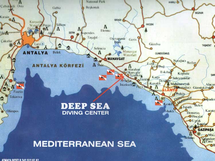 Hier sind wir: Landkarte Mittelmeer Türkei / Map Mediterranean Sea Turkey